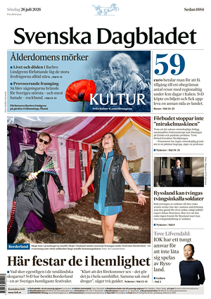 Prima pagina Svenska Dagbladet di oggi - Quotidiano estero