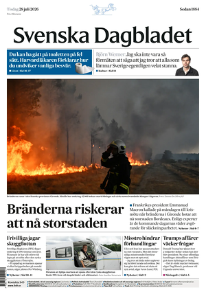 Prima pagina Svenska Dagbladet di oggi - Quotidiano estero