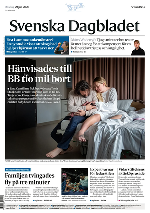 Prima pagina Svenska Dagbladet di oggi - Quotidiano estero