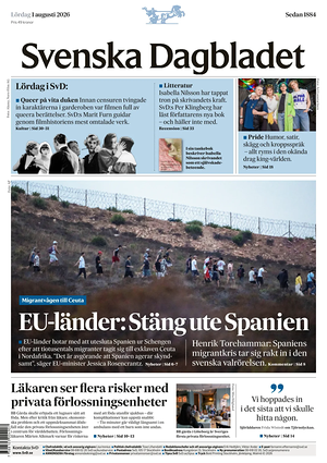Prima pagina Svenska Dagbladet di oggi - Quotidiano estero