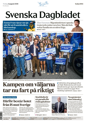 Prima pagina Svenska Dagbladet di oggi - Quotidiano estero