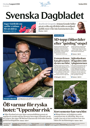 Prima pagina Svenska Dagbladet di oggi - Quotidiano estero