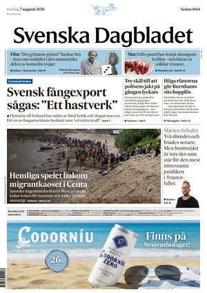 Prima pagina Svenska Dagbladet di oggi - Quotidiano estero