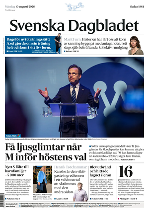 Prima pagina Svenska Dagbladet di oggi - Quotidiano estero