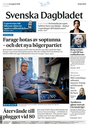 Prima pagina Svenska Dagbladet di oggi - Quotidiano estero