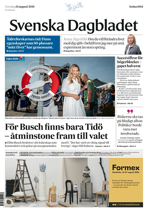 Prima pagina Svenska Dagbladet di oggi - Quotidiano estero