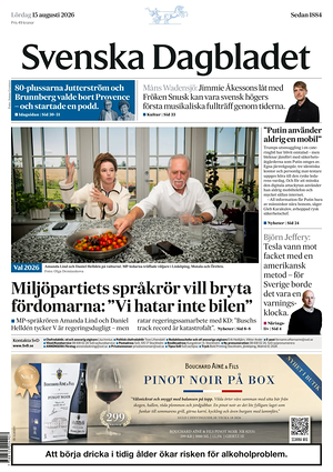 Prima pagina Svenska Dagbladet di oggi - Quotidiano estero