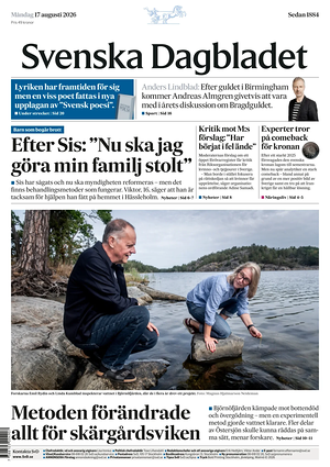 Prima pagina Svenska Dagbladet di oggi - Quotidiano estero