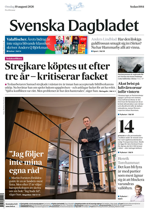 Prima pagina Svenska Dagbladet di oggi - Quotidiano estero