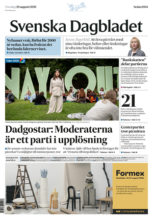 Prima pagina Svenska Dagbladet di oggi - Quotidiano estero