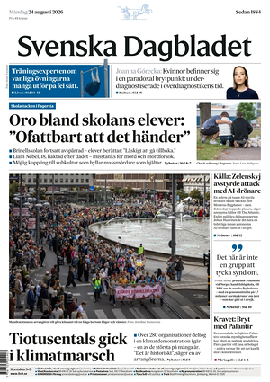 Prima pagina Svenska Dagbladet di oggi - Quotidiano estero