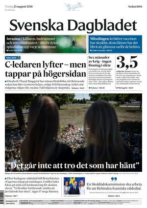 Prima pagina Svenska Dagbladet di oggi - Quotidiano estero