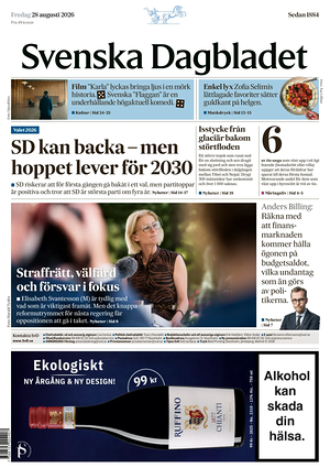 Prima pagina Svenska Dagbladet di oggi - Quotidiano estero