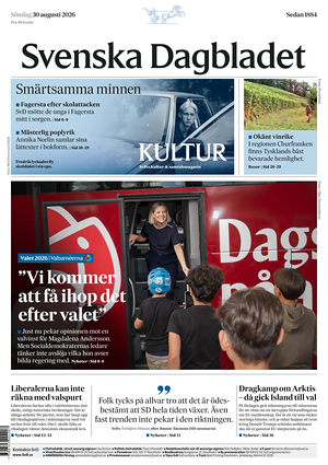 Prima pagina Svenska Dagbladet di oggi - Quotidiano estero