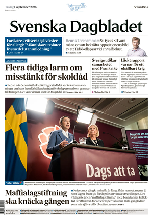 Prima pagina Svenska Dagbladet di oggi - Quotidiano estero