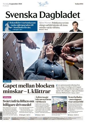 Prima pagina Svenska Dagbladet di oggi - Quotidiano estero