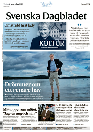 Prima pagina Svenska Dagbladet di oggi - Quotidiano estero