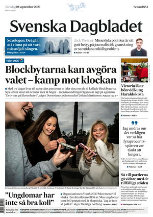 Prima pagina Svenska Dagbladet di oggi - Quotidiano estero