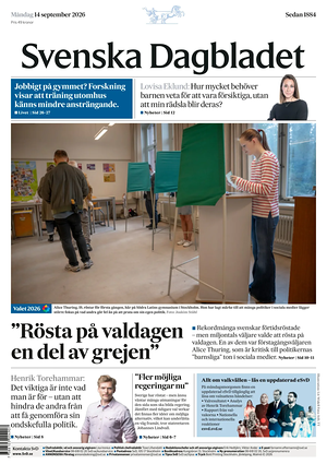 Prima pagina Svenska Dagbladet di oggi - Quotidiano estero