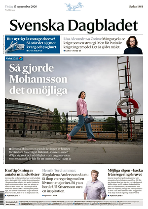 Prima pagina Svenska Dagbladet di oggi - Quotidiano estero