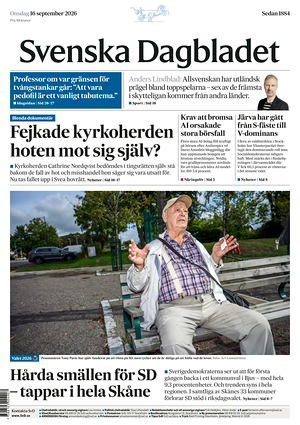 Prima pagina Svenska Dagbladet di oggi - Quotidiano estero