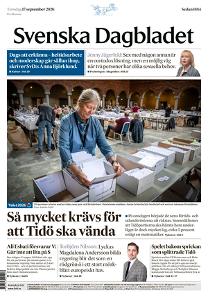 Prima pagina Svenska Dagbladet di oggi - Quotidiano estero