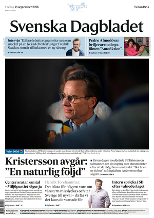 Prima pagina Svenska Dagbladet di oggi - Quotidiano estero