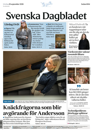 Prima pagina Svenska Dagbladet di oggi - Quotidiano estero