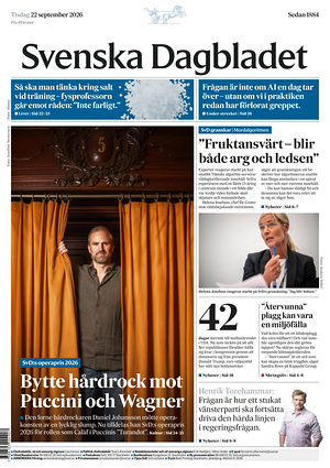 Prima pagina Svenska Dagbladet di oggi - Quotidiano estero