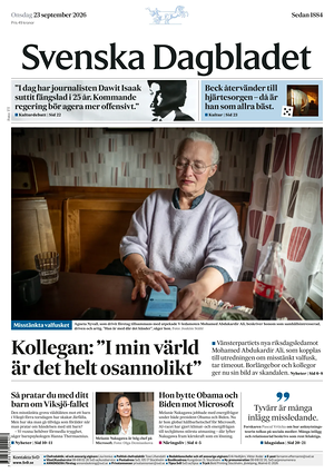 Prima pagina Svenska Dagbladet di oggi - Quotidiano estero
