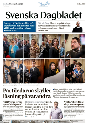Prima pagina Svenska Dagbladet di oggi - Quotidiano estero