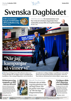 Prima pagina Svenska Dagbladet di oggi - Quotidiano estero