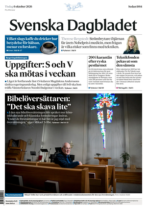 Prima pagina Svenska Dagbladet di oggi - Quotidiano estero