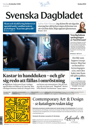 Prima pagina Svenska Dagbladet di oggi - Quotidiano estero