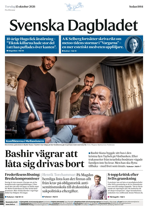 Prima pagina Svenska Dagbladet di oggi - Quotidiano estero