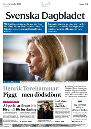 Prima pagina Svenska Dagbladet di oggi - Quotidiano estero