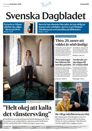 Prima pagina Svenska Dagbladet di oggi - Quotidiano estero