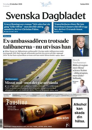 Prima pagina Svenska Dagbladet di oggi - Quotidiano estero