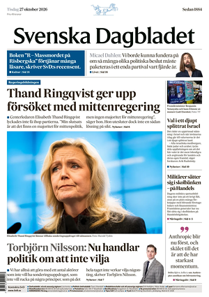 Prima pagina Svenska Dagbladet di oggi - Quotidiano estero