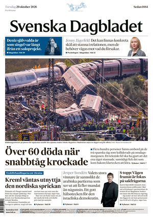 Prima pagina Svenska Dagbladet di oggi - Quotidiano estero