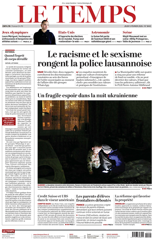 Prima pagina Le Temps di oggi - Quotidiano estero