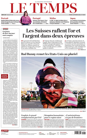 Prima pagina Le Temps di oggi - Quotidiano estero