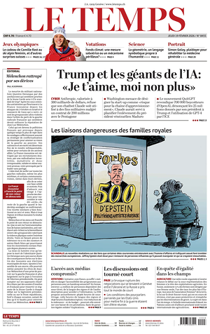 Prima pagina Le Temps di oggi - Quotidiano estero