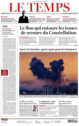 Prima pagina Le Temps di oggi - Quotidiano estero