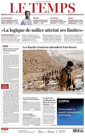 Prima pagina Le Temps di oggi - Quotidiano estero