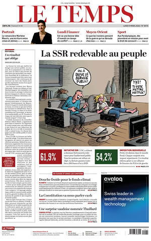 Prima pagina Le Temps di oggi - Quotidiano estero