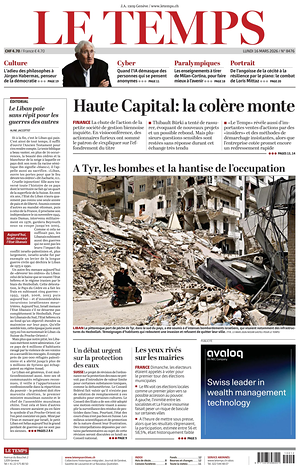 Prima pagina Le Temps di oggi - Quotidiano estero