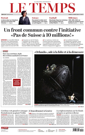 Prima pagina Le Temps di oggi - Quotidiano estero