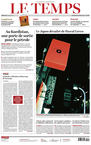 Prima pagina Le Temps di oggi - Quotidiano estero