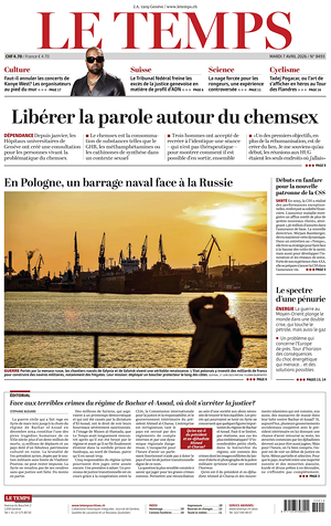 Prima pagina Le Temps di oggi - Quotidiano estero